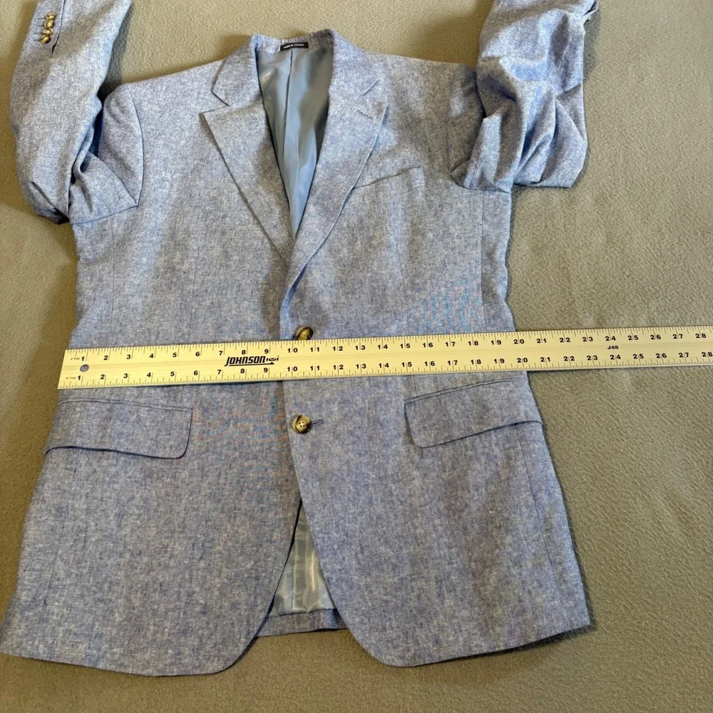 Stafford Sport Coat 40 Blue Linen Blend Classic Fit Signature Blazer RN93677 NEW
